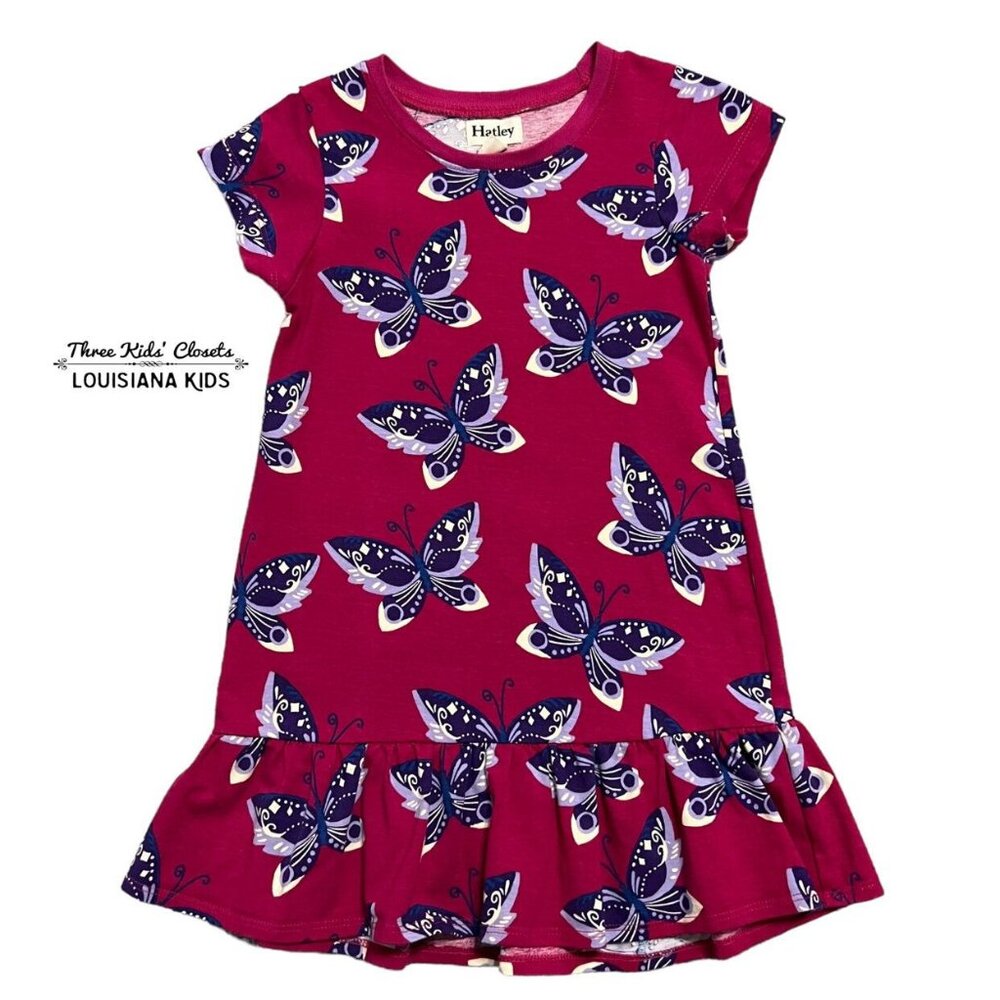 Hatley Sz 4 Butterfly Ruffle Hem Dress